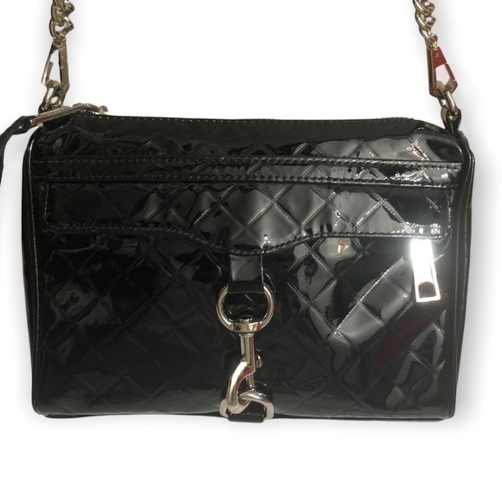 Rebecca MINKOFF black embossed patent leather crossbody bag